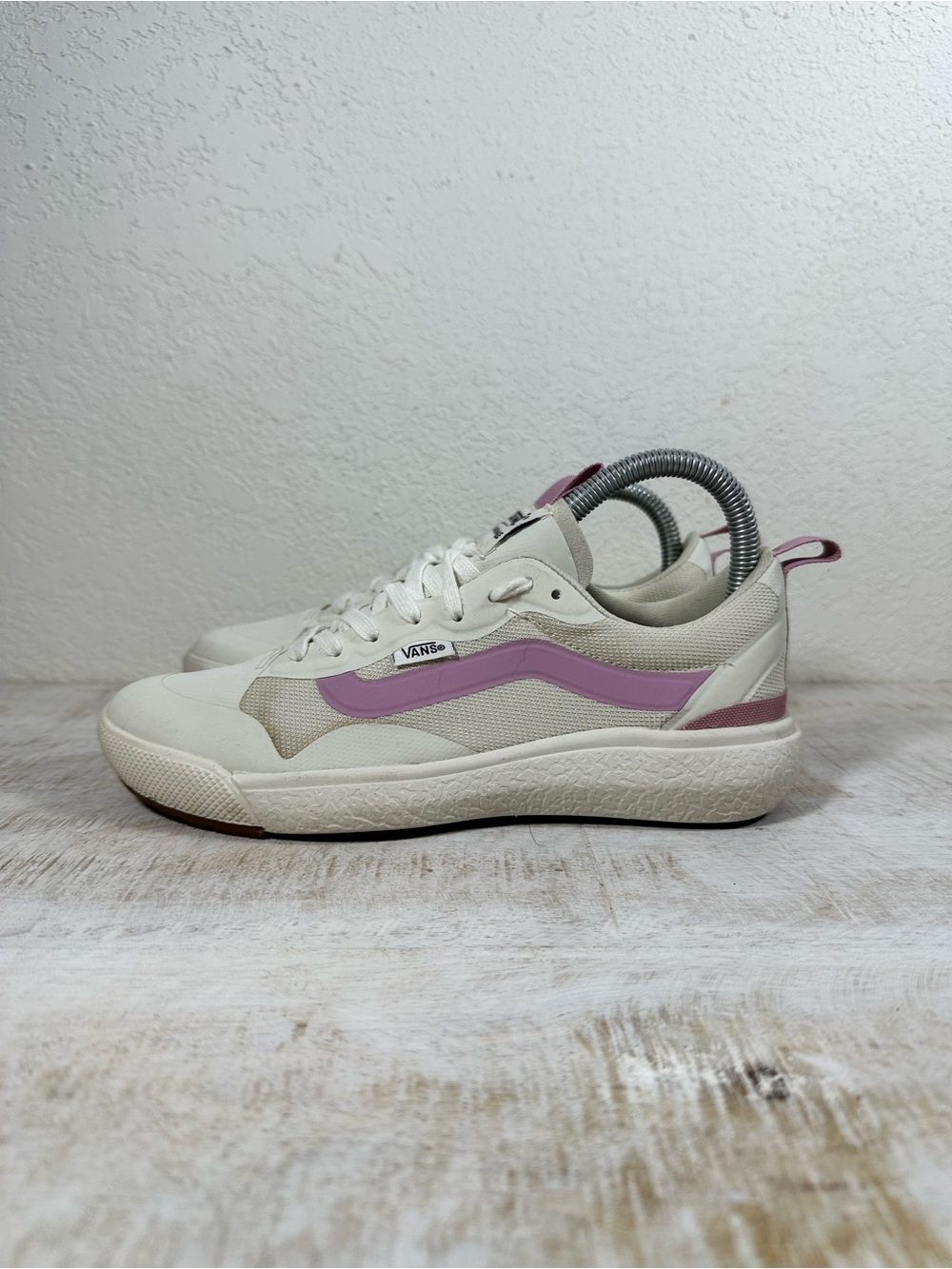 Vans Women's Cream Sneakers with Lavender Side Stripe